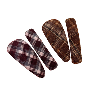 秋冬美拉德格纹布艺一字夹发夹边夹侧边刘海夹后脑勺bb夹发卡头饰