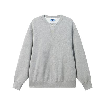 江南先生NewJNXS恒温暖皮加绒华夫格亨利领卫衣春包针绣休闲上衣