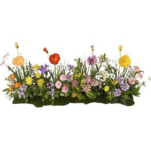 wo+仿真虞美人飞燕草狗尾草玫瑰花景观服装店橱窗甜品店外摆装饰