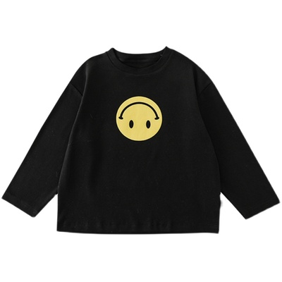 幼悠男童泡浆笑脸印花圆领套头休闲卫衣2025秋冬新款儿童长袖上衣