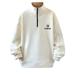 冬季重磅新款青少年高克重双面一体摇粒绒卫衣美式半拉链百搭上衣