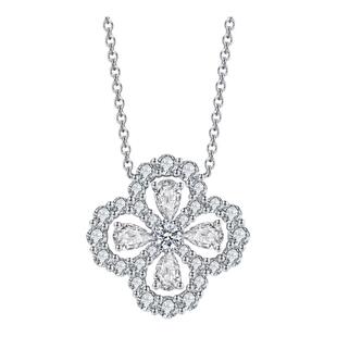 蒂芙星钻18K金铂金PT950培育钻石项链耳钉四叶草LOOP锁骨链手链