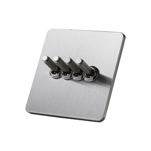 汉王工业风86型复古开关暗装黄铜拨杆不锈钢墙壁插座明装超薄面板