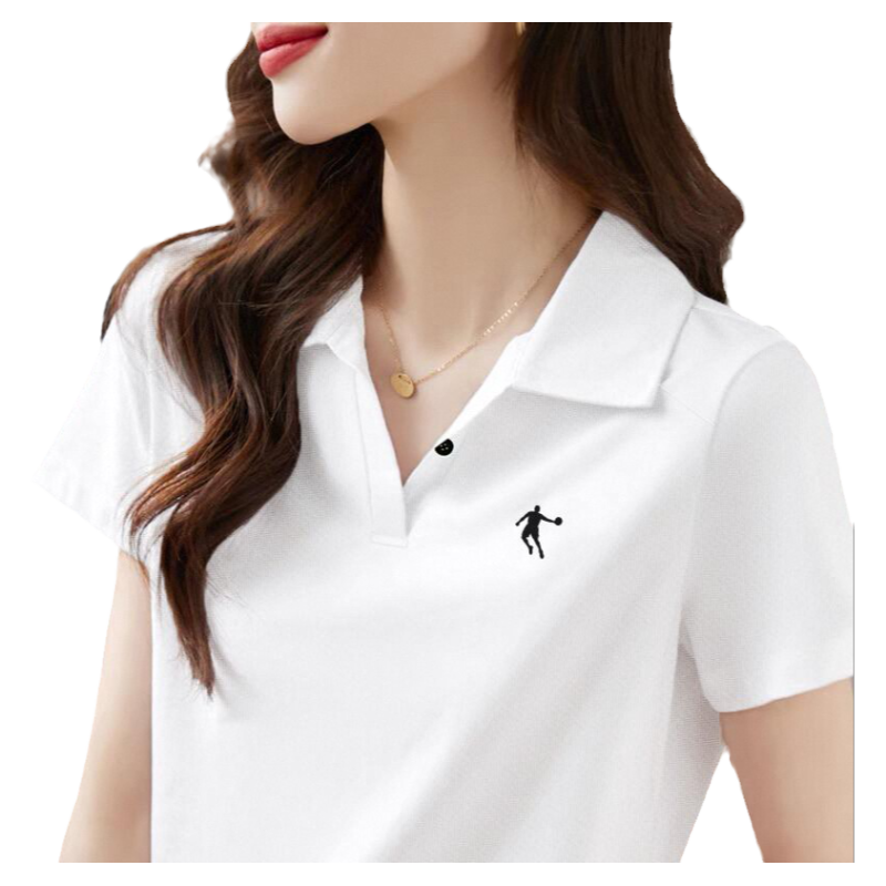 乔丹短袖t恤女翻领polo衫2025新款夏季白色高级感上衣女士运动服