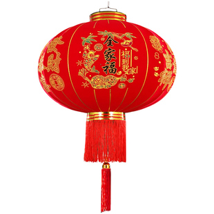 灯笼大门口一对2026新款大红植绒阳台挂饰中国风吊宫灯防水led灯