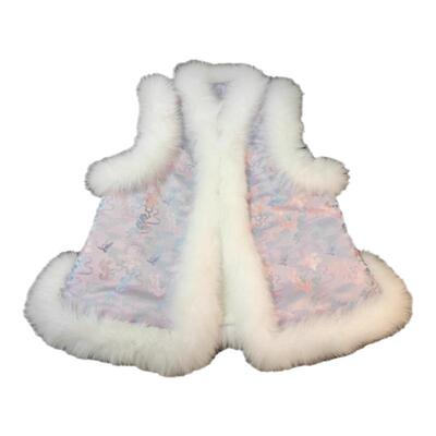 加粗白色狐狸毛毛条边斗篷辅料