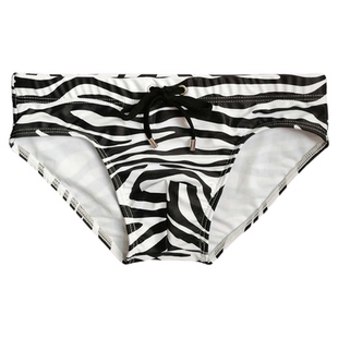 新款男士三角泳裤斑马纹低腰性囊袋裤低腰沙滩裤 Swimming Trunks