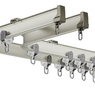 可弯曲窗帘轨道窗帘弯轨顶装单轨UL型拐弯卧室飘窗两用弧形双轨