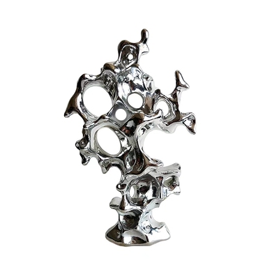 原创电镀太湖石摆件酒店民宿艺术玄关装饰电视柜酒柜家居工艺品