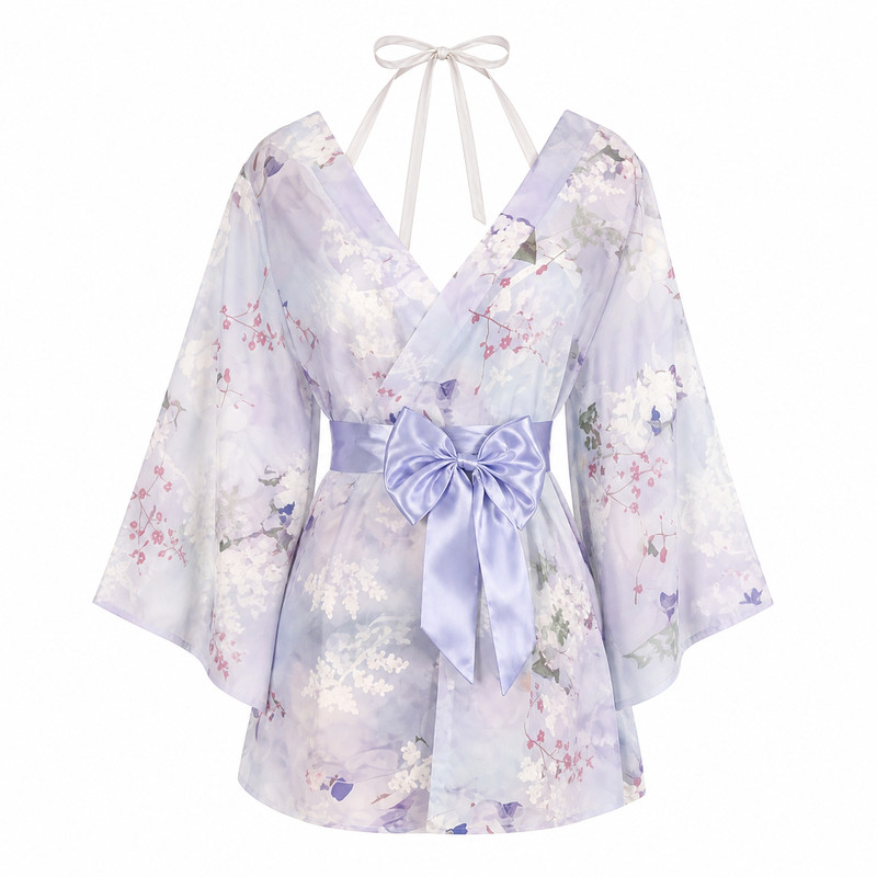 夏季甜美显瘦蝴蝶结和服套装