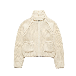 【现货】GROVE EDGE韩国八奶宽松翻领拉链短款针织开衫毛衣女