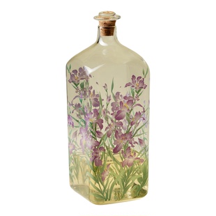 繁野小清新鸢尾花四方热泡瓶玻璃冷萃瓶高档随手酒壶果酒瓶密封瓶