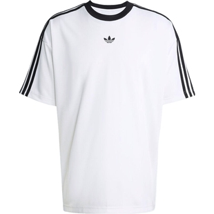 adidas阿迪达斯三叶草男子JACQUARD复古提花球衣短袖T恤JW5877