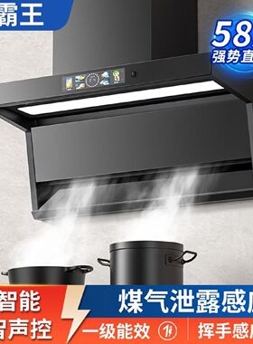 小霸王抽油烟机厨房家用大吸力新款顶侧双吸壁挂式吸油烟机铜电机