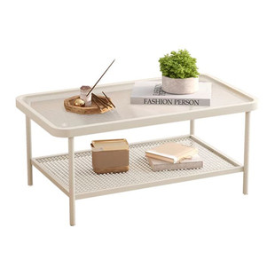 现代长虹钢化玻璃茶几小户型轻奢客厅家用长方形双层收纳茶几