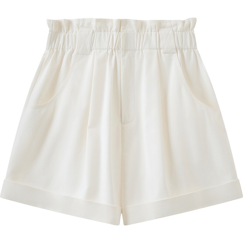 【商场同款】播26夏新品麻感短裤女花苞高腰休闲裤BDT2KD1639