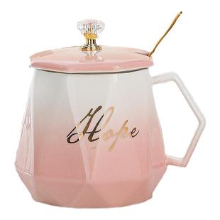 高颜值陶瓷水杯子女新款马克杯带盖勺国庆节送员工小礼物定制刻字