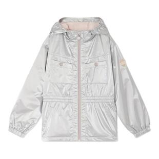 【新品】Bonpoint2026春夏女大童银色拉链连帽夹克外套小樱桃童装