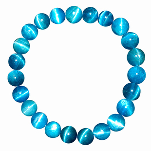 蓝磷辉天然磷灰石单圈多圈男女士手串猫眼石蓝色水晶圆珠情侣手链