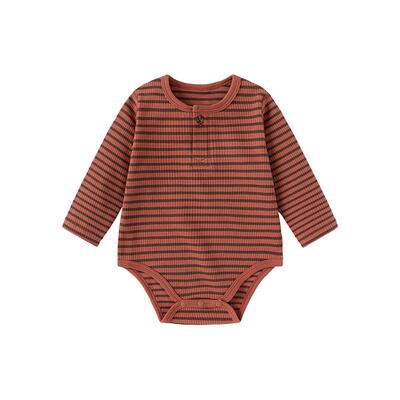 babylove婴儿包屁衣春秋莫代尔棉宝宝三角哈衣爬服弹力条纹打底衣