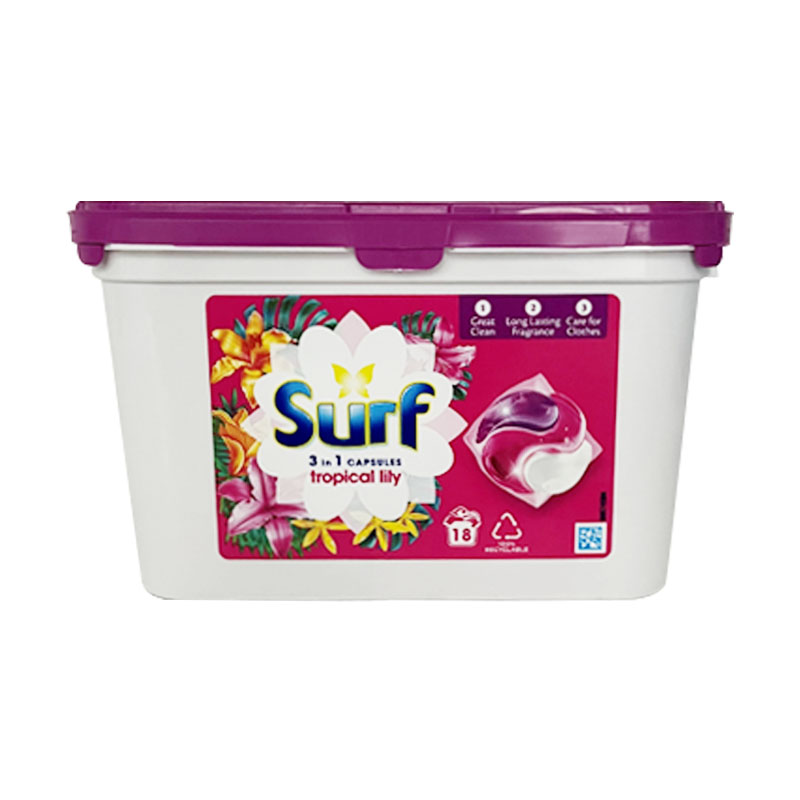 英国进口Surf三合一洗衣球凝珠洗衣液粉胶囊椰奶香热带百合香持久