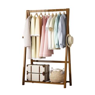 简易移动落地卧室立式衣帽架衣服收纳架家用房间楠竹经济型置物架