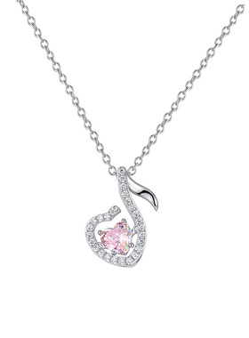 优米极光锆石-爱心音符锁骨项链