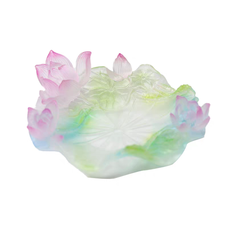 小白茶具//心缘堂琉璃十二花神壶承盖碗底托干泡琉璃茶盘仿生设计