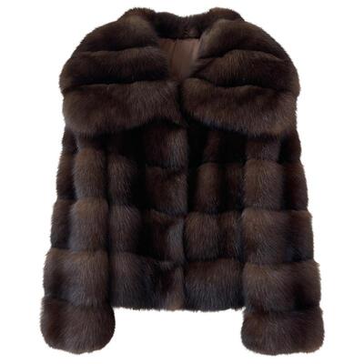 俄罗斯满天星紫貂时尚翻领仿皮草