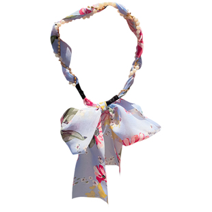 儿童发带式发箍女2026新款丝巾长条编发加长绑发头箍一体头绳女童