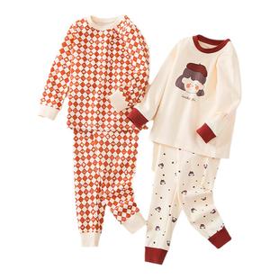 新款加厚纯棉儿童秋衣套装秋冬睡衣男童女童a类儿童居家服保暖