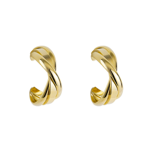 经典简约高级亮面交叉圆圈耳圈耳环耳钉女银针无耳洞蚊香盘耳夹