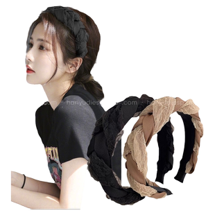 刘亦菲同款公主落难发箍高颅顶女款高级感夏季黑色不勒头麻花头箍
