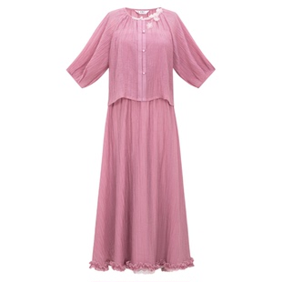 花朝记｜新桃｜唐制汉服元素圆领衫半身裙吊带国风粉色新中式日常