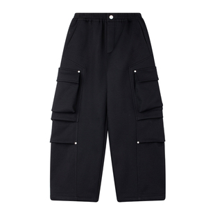 MUCMUKN【街头追风】机能铆钉工装一体绒弯刀裤子男童25冬新款