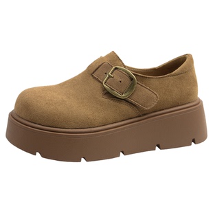 踩屎感厚底勃肯鞋女2026春季新款小个子松糕底休闲乐福鞋34码单鞋