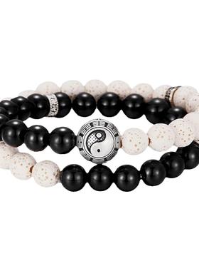 口力米大男士纯银黑玛瑙火道系