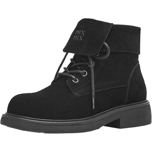 天美意冬新款商场同款厚底翻领英伦短靴女马丁靴BL741DZ5