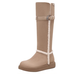 星期六厚底雪地靴女款2025新款冬季中筒靴保暖靴子加绒高筒骑士靴