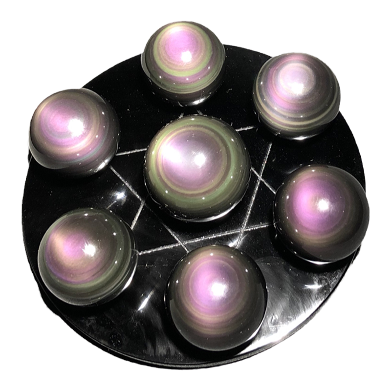 天然黑曜石七星阵摆件