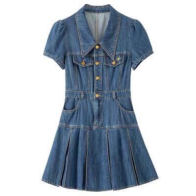 BANANABABY泡泡袖牛仔连衣裙