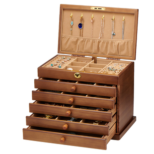 实木首饰盒收纳盒多层带锁珠宝盒公主中式复古饰品盒生日结婚礼物