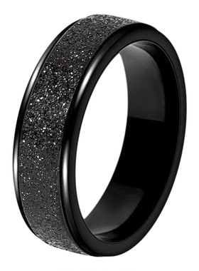 黑色磨砂戒指款潮男嘻哈个性