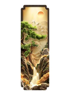 流水生财旭日东升玄关装饰画