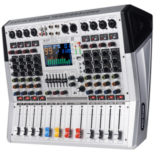 专业4/8路大功率调音台带功放一体机大屏99种DSP效果舞台演出K歌