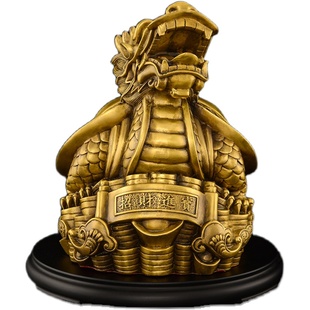 铜龙龟摆件八卦龙龟一对招镇铜制龙头龟玄关客厅办公室宅财大号