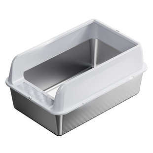 不锈钢猫砂盆超大号开放式猫屎盆幼猫专用加高防飞溅大号猫咪厕所