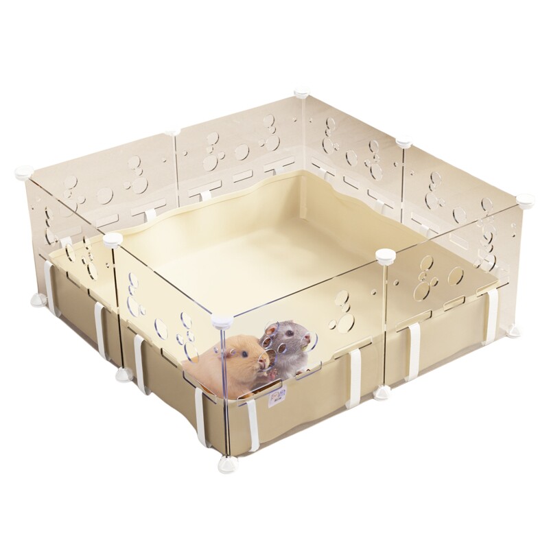 【居咪荷兰猪透明笼子】荷兰猪豚鼠加厚透明笼隔尿防水垫笼奶油风