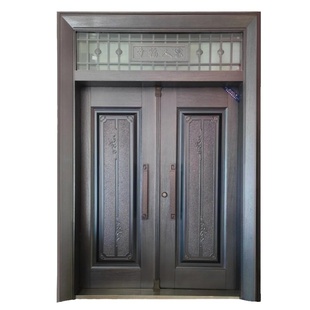 定制双开大门农村堂屋大门高端锌合金防锈防晒带气窗防盗门进户门