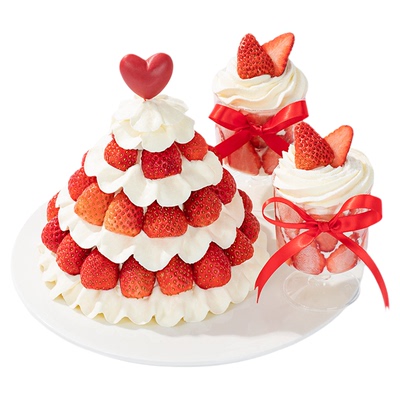 【幸福西饼】浓情草莓恋曲下午茶蛋糕动物奶油同城配送礼物女朋友